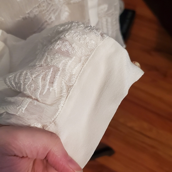 Rebecca Taylor Sheer Tribal White Silk Blouse - Picture 10 of 12